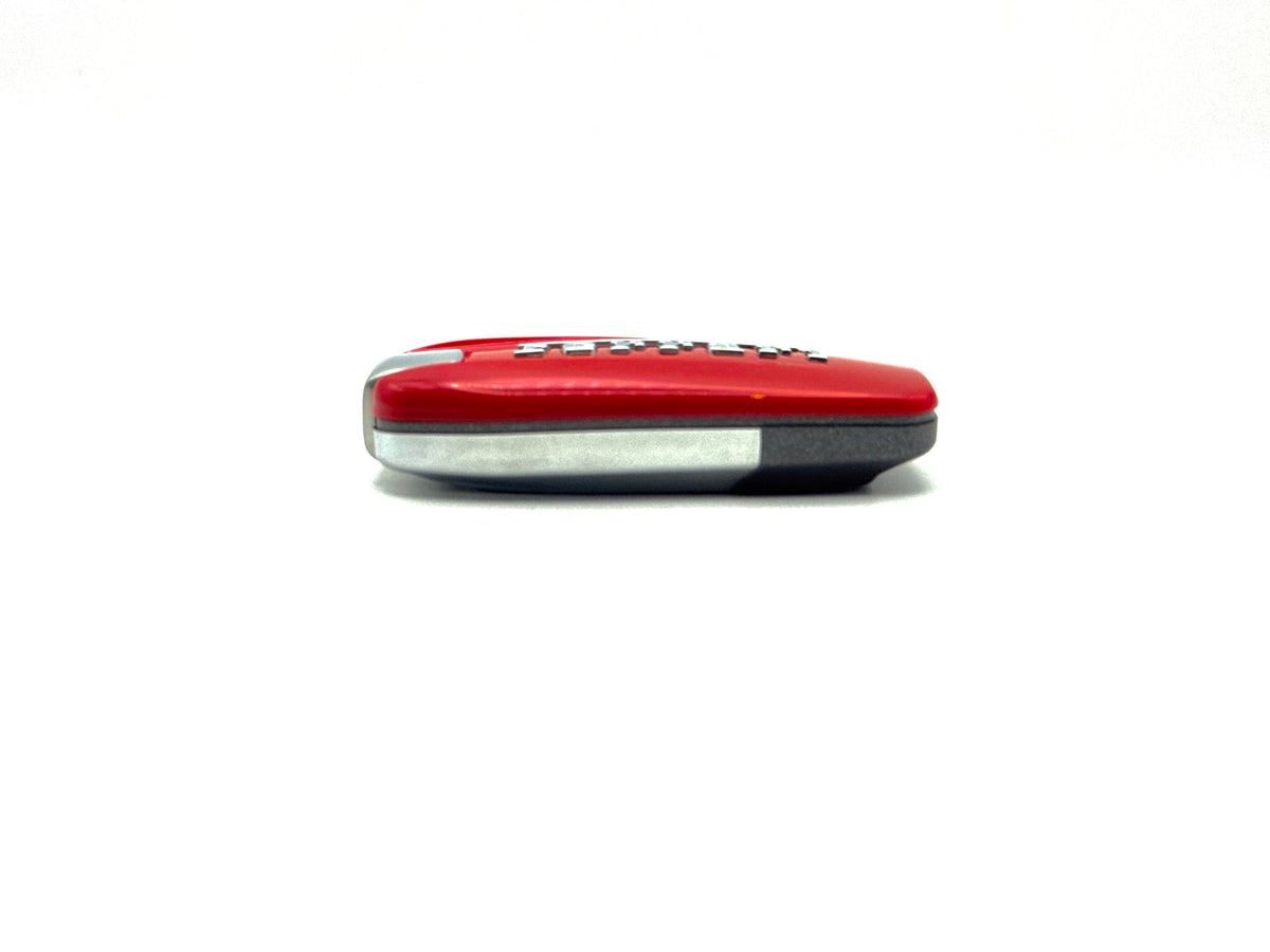 Red Ferrari key fob cover on a white background side view